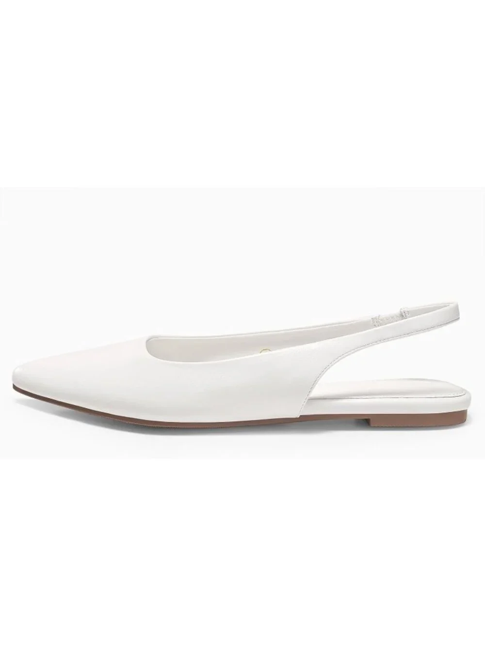 Women's White Faux Leather Comfortable Slip On Pointed Closed Toe Ballet Flats